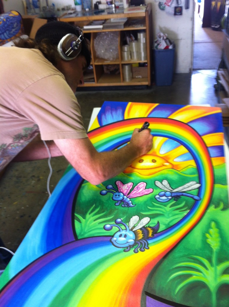 Drew Brophy, painting art for a children's line of products